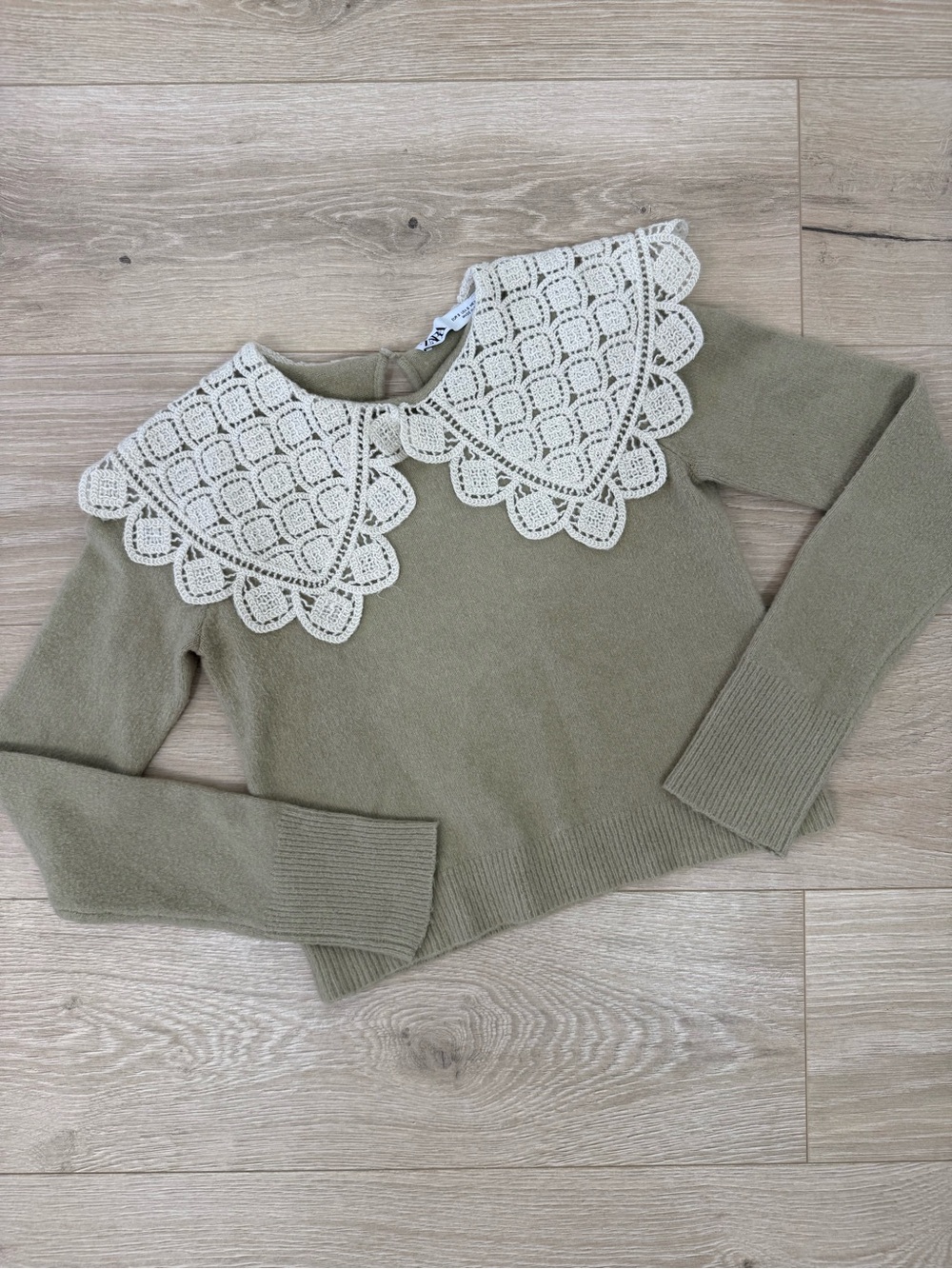 Zara Cream Combination Knit Sweater